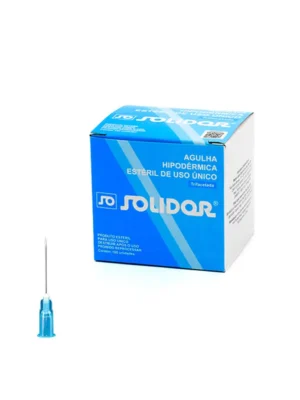 AGULHA 25MM X 0,60 (23G) AZUL - CX C/100;SOLIDOR