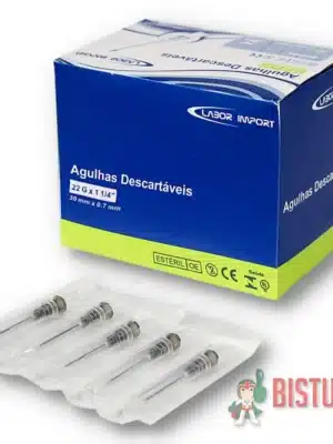 AGULHA 30MM X 0,70 (22G) PRETO - CX C/100; LABOR IMPORT