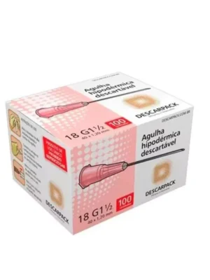 AGULHA 40MM X 1,20 (18G) ROSA - CX C/100;DESCARPACK