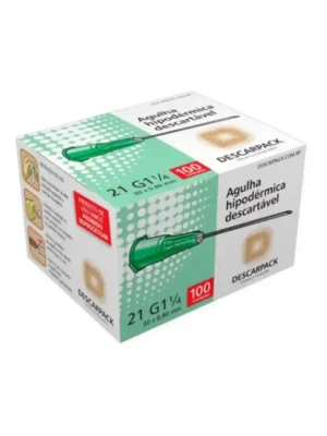 AGULHA 30MM X 0,80 (21G) VERDE - CX C/100;DESCARPACK