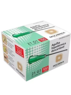 AGULHA 25MM X 0,80 (21G) VERDE - CX C/100 ;DESCARPACK