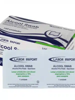ALCOOL 70% LENÇO - CX C/100 UND - ÁLCOOL SWAB ;LABOR IMPORT