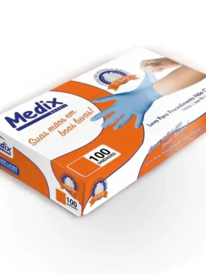 LUVA NITRILO SEM PÓ - TAMANHO P - CX C/100 (AZUL);MEDIX