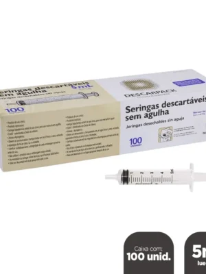 SERINGA 5ML SEM AGULHA - CX C/100 - SLIP;DESCARPACK