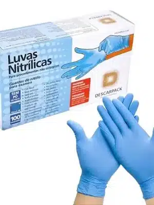 LUVA NITRILO SEM PÓ - TAMANHO G - CX C/100 (AZUL);DESCARPACK