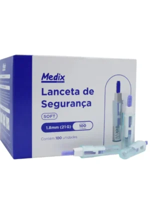 LANCETA DE SEGURANÇA AUTOMATICA 21G - CX C/100 ;MEDIX