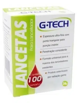 LANCETA P/ LANCETADOR 28G (HOSPITALAR) CX C/100 ;G-TECH
