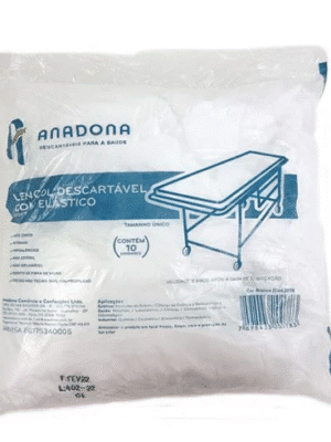 LENÇOL DESCARTÁVEL C/ELASTICO 2 X 0,90 - PCT C/10;ANADONA