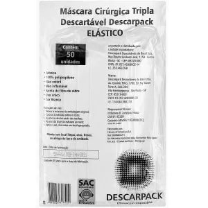 MASCARA DESCARTAVEL C/ ELASTICO - PCT C/50;DESCARPACK